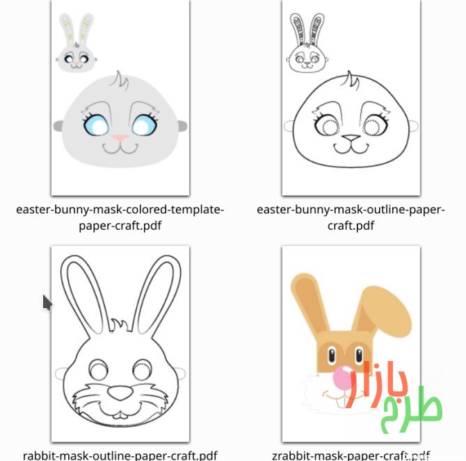 سری ۷ الگوی ماسک کاغذی خرگوش – طرح‌بازار