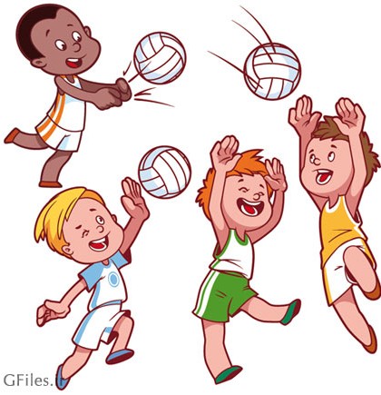 مجموعه کاراکترهای کارتونی بازی والیبال بچه ها با دو پسوند eps و ai لایه باز