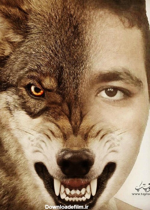 عکس انسان با گرگ