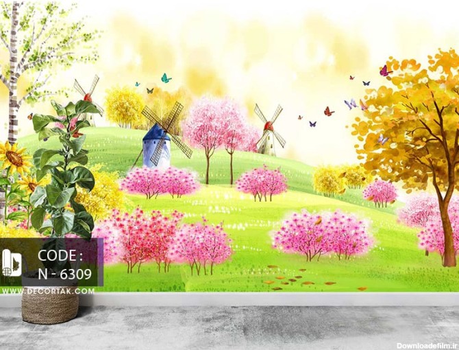 پوستر طبیعت طرح نقاشی مزرعه طلایی کد N-6309