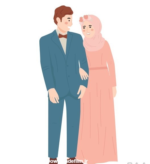 تصویر کارتونی زوج جوان و زن باحجاب | باک