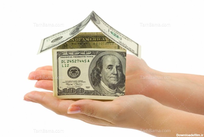 تصویر با کیفیت خانه ساخته شده با اسکناس دلار بر روی دست