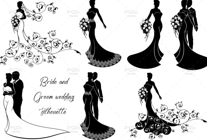 دانلود 30 وکتور عروس و داماد برای طراحی کارت عروسی 7054 - پی اس دی فا