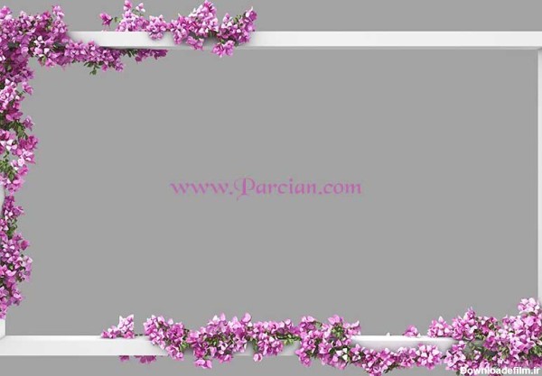 فایل کادر با طرح گل حاشیه گلدار قاب عکس با تصویر گل حرفه ای | پارشن