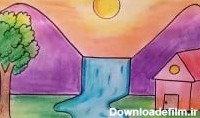 آموزش نقاشی کشیدن به کودکان قسمت 4 - خانه در طبیعت