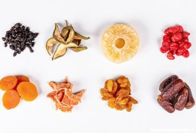 دانلود عکس مجموعه مفهومی غذای سالم از میوه های خشک و انواع توت ها
