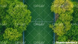 تصویر با کیفیت زمین چمن همراه با ورزشگاه و زمین فوتبال