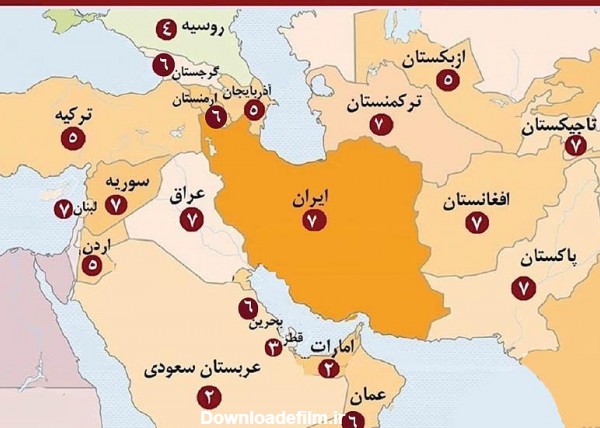 عکس کشور ایران و کشورهای همسایه