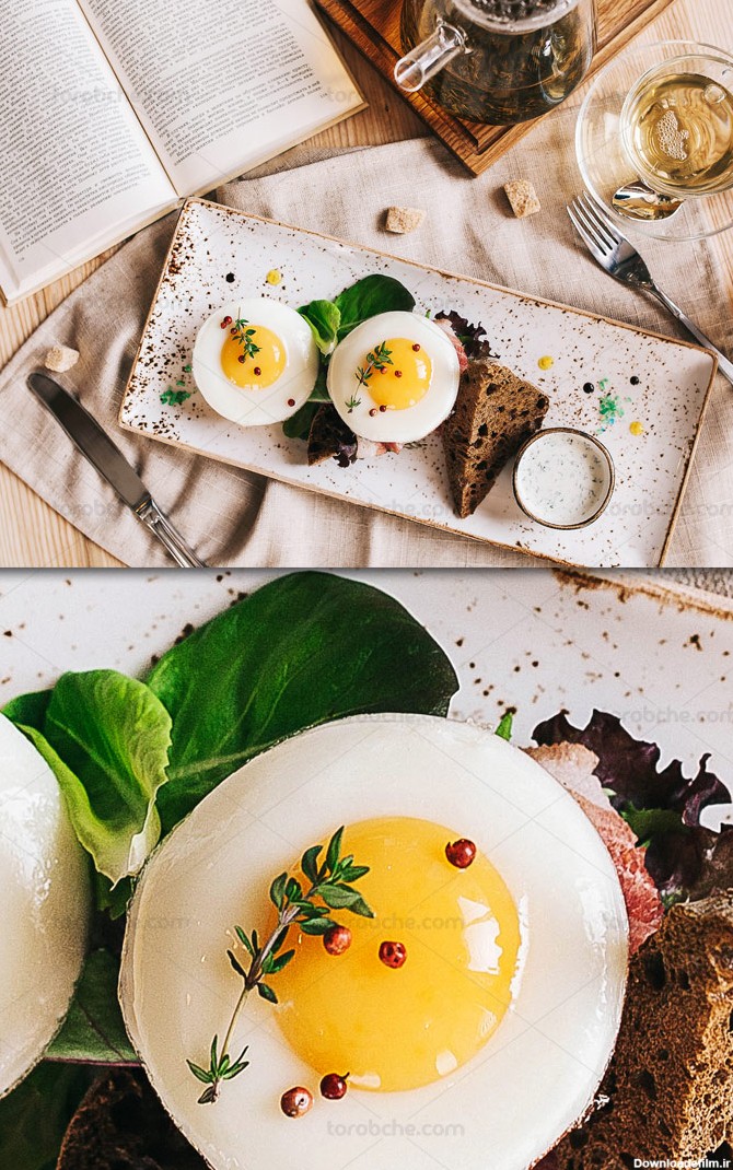 عکس با کیفیت تخم مرغ نیمرو و صبحانه - گرافیک با طعم تربچه