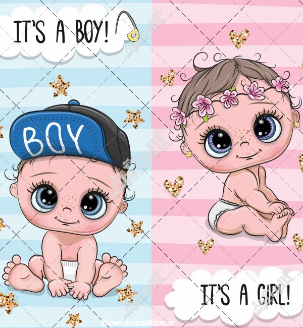 عکس کارتونی نوزاد دختر و پسر