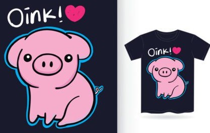 دانلود خوک کوچولوی ناز با دست طراحی شده برای تی شرت