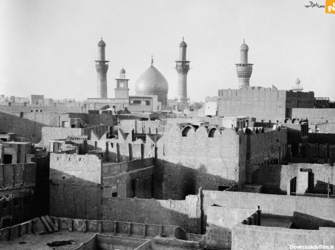 قدیمی ترین عکس از قبر امام حسین (ع). مناره های قبر حضرت عباس را ببینید