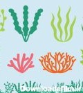 دانلود وکتور مجموعه گیاهان دریایی و جلبک دریایی جدا شده بر روی پس ...