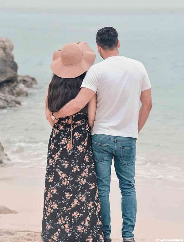 رمانتیک عکس عاشقانه دونفره کنار ساحل