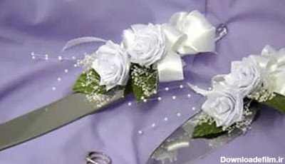 تزیین چاقو تولد با گل طبیعی و نمد مردانه و ساده با مروارید