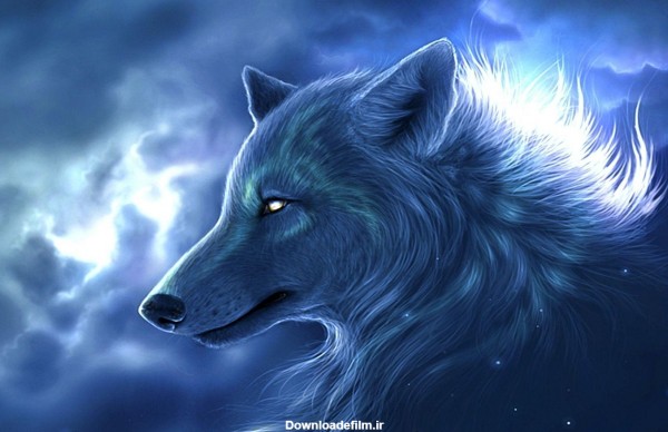 دانلود عکس فانتری آبی از گرگ برای بک گراند