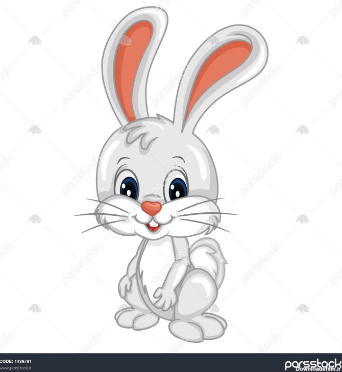 شخصیت خرگوش کارتونی بر روی زمینه سفید 1489791