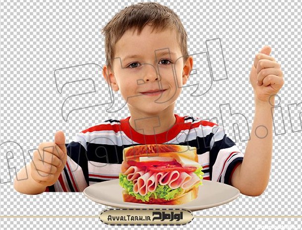دانلود تصویر دوربری شده کودک در حال خوردن ساندویچ :: اول طرح