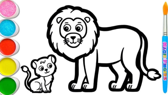نقاشی حیوانات نقاشی شیر برای بچه ها