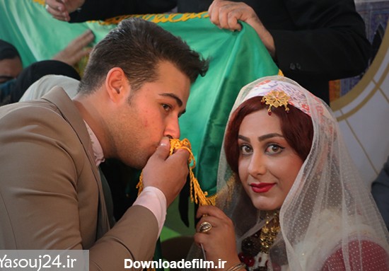 عروس و داماد یاسوجی که زندگیشان را با عطر پرچم حرم رضوی آغاز کردند ...