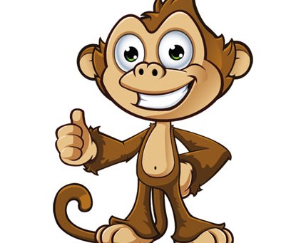 طرح کارتونی میمون قهوه ای خندان بصورت لایه باز