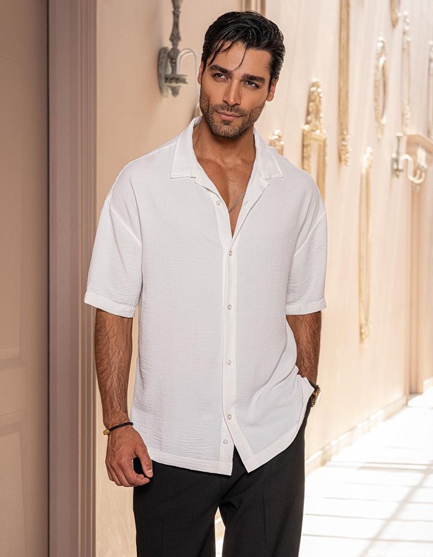 مدل پیراهن یقه انگلیسی مردانه سفید