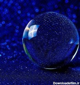 عکس کریستال آبی سه بعدی توپی شیشه ای با کیفیت بالا | image ...