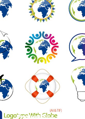 دانلود کلکسیون لوگوهای کره زمین - Logotype With Globe