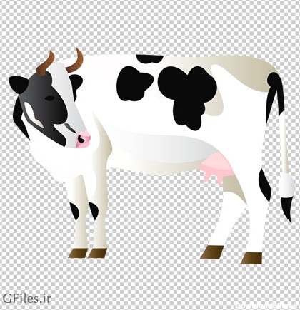 دانلود فایل PNG گاو سفید ماده بصورت کارتونی و بدون پس زمینه دوربری شده