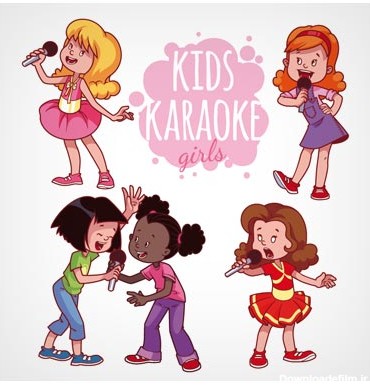 وکتور کارتونی با موضوع خوانندگی کودکان (Kids Karaoke Vector Set)