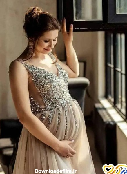 عکس لباس بارداری حریر مجلسی
