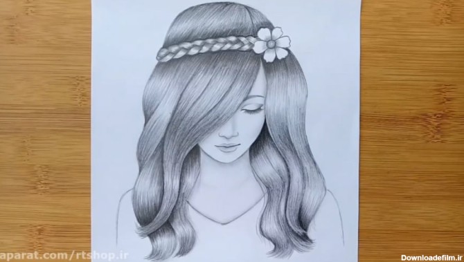 آموزش نقاشی دختری با موهای زیبا