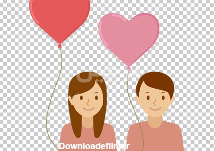 Borchin-ir-a happy couple cartoon photo عکس گرافیکی زن و مرد زوج عاشق با بادکنک های شبیه قلب۲