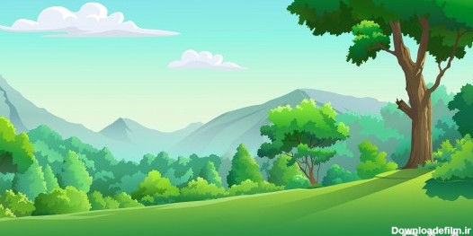 تصویر فضای سبز با کوه و درخت | باک