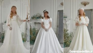 مدل لباس عروس بچه گانه پرنسسی بلند سفید