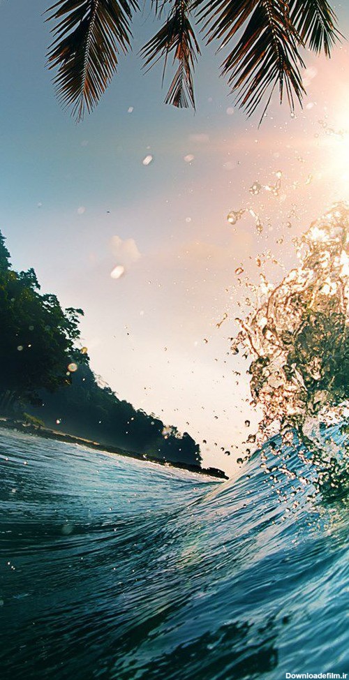 والپیپر موبایل ترکیب دلنشین موج دریا و خورشید