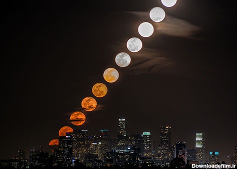 تصاویر زیبا از بالا رفتن تدریجی ماه در آسمان + تصاویر