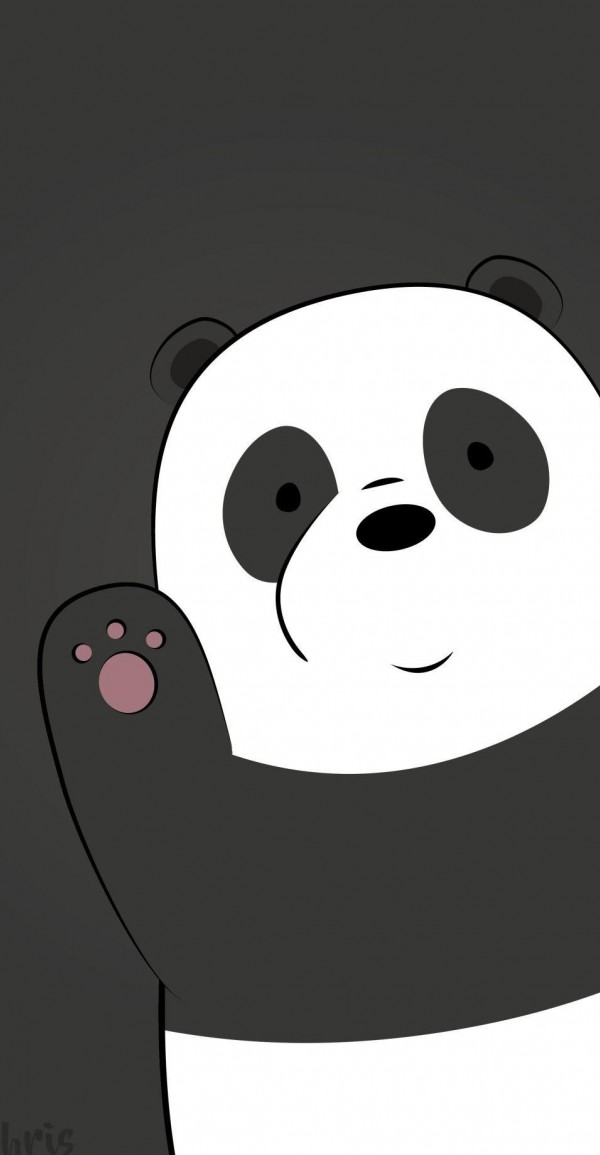 عکس سیاه و سفید خرس کارتونی پاندا برای زمینه گوشی اندروید