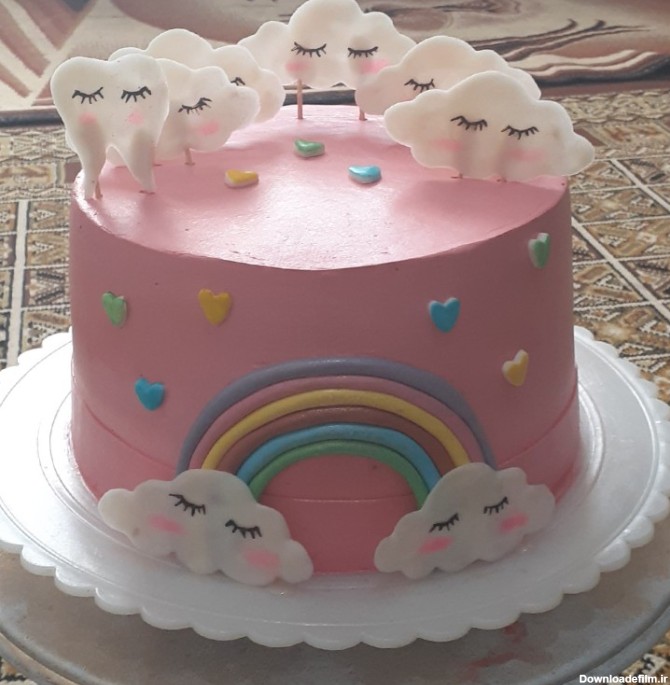 آخرین خبر | از شما/کیک تولد با طرح ابر و رنگین کمان