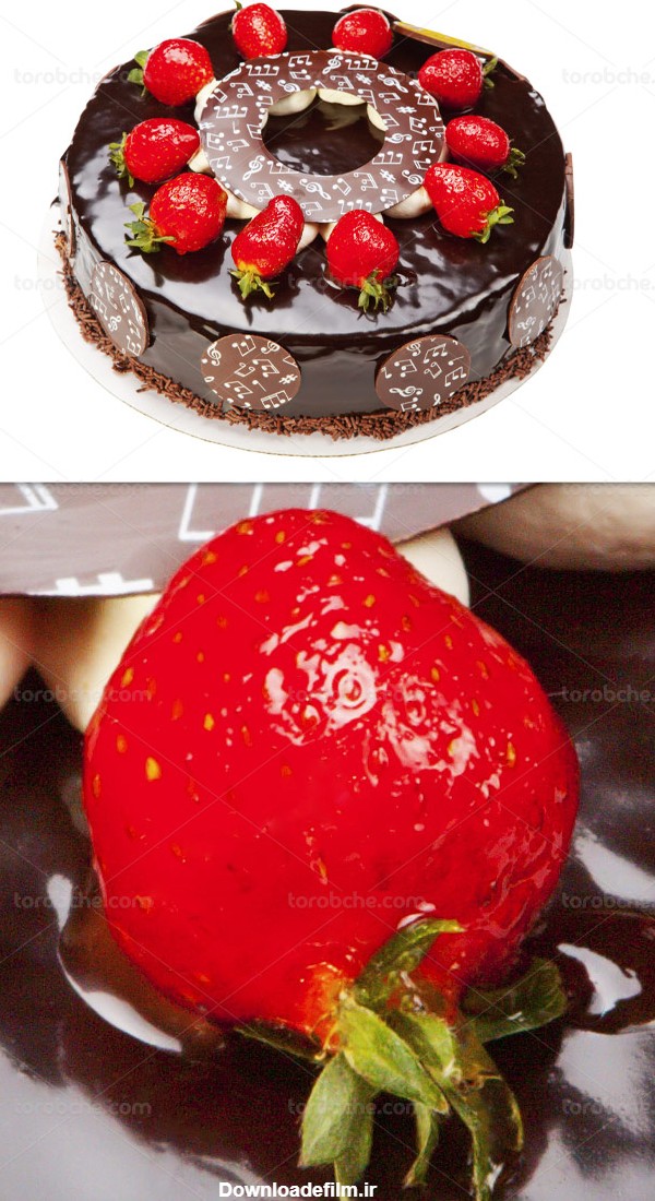 عکس کیک تولد شکلاتی - گرافیک با طعم تربچه - طرح لایه باز