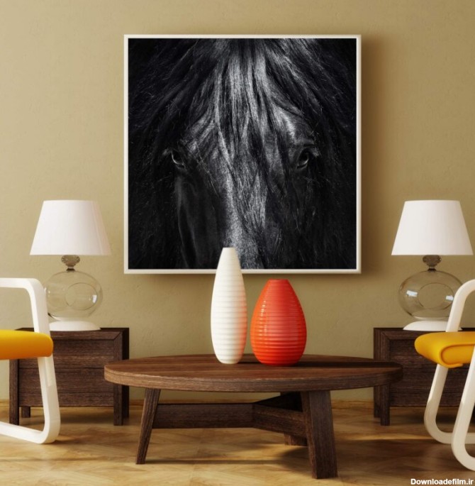 تابلو عکس چهره اسب سیاه