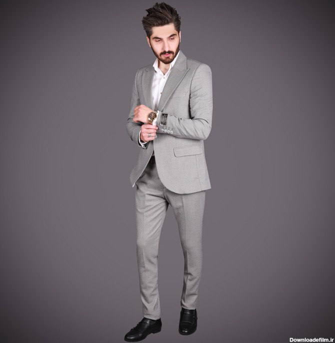 قیمت و خرید کت و شلوار مردانه مدل SOLG-JO رنگ طوسی روشن