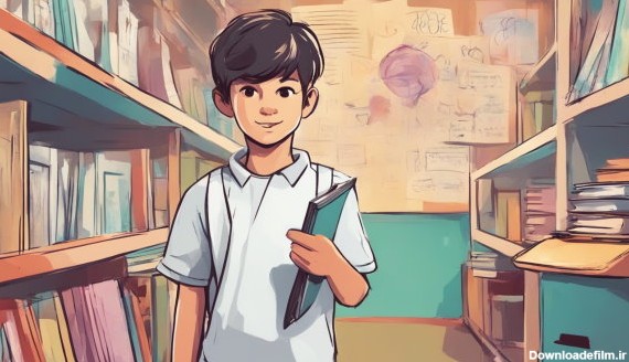 یک دانش آموز دبستان در کتابخانه (تصویر تزئینی مطلب تقسیم چکشی)