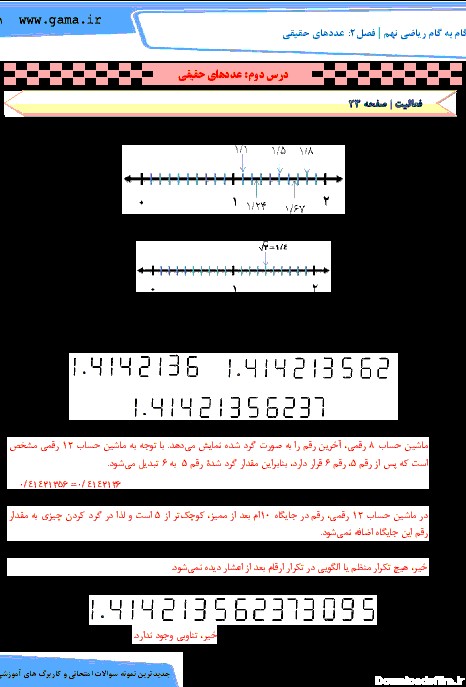 راهنمای گام به گام ریاضی نهم فصل 2: عددهای حقیقی (درس دوم: عددهای ...