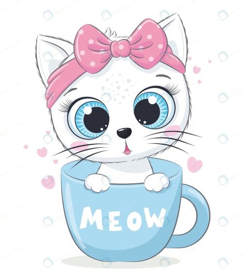 عکس کارتونی ویژه ولنتاین با طرح بچه گربه داخل فنجان - مرجع دانلود ...