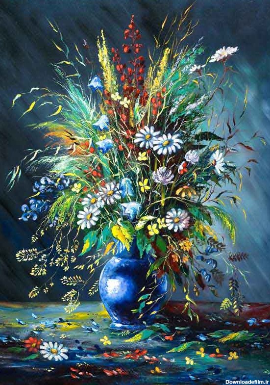 عکس هنری نقاشی گلدان