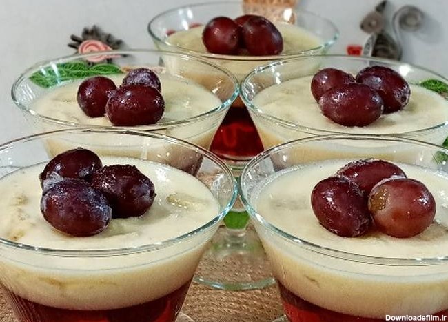 طرز تهیه ژله بستنی موز و انگور ویترینی ساده و خوشمزه توسط zahra ...