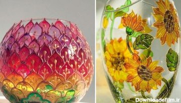 مدل تزیین گلدان شیشه ای
