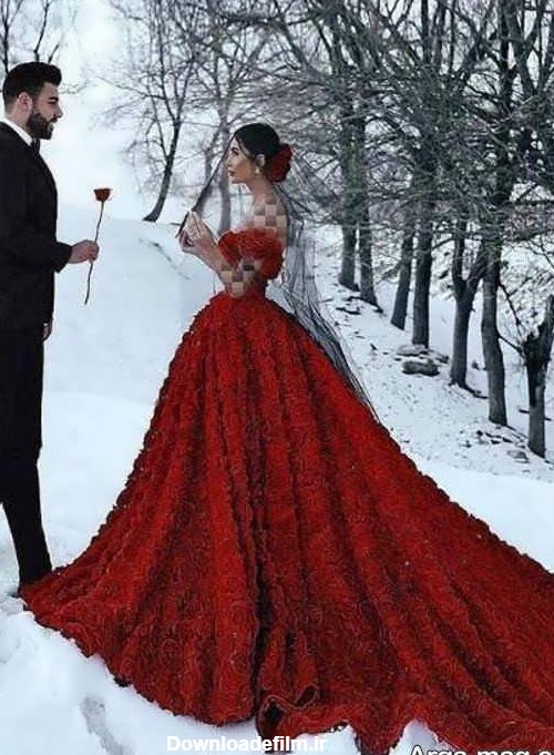۳۵ مدل لباس عروس قرمز خاص و شیک در استایل های مختلف