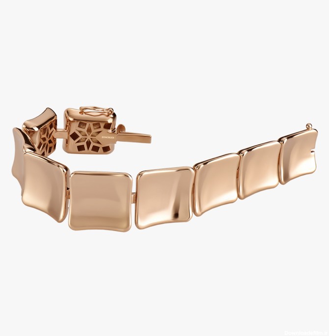دستبند طلای رزگلد لگاتو طرح مربع | جواهری زمردی